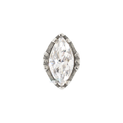 "Lindsey" in White Gold with Marquise-Cut Brilliant-Cut Gem - on flatback
