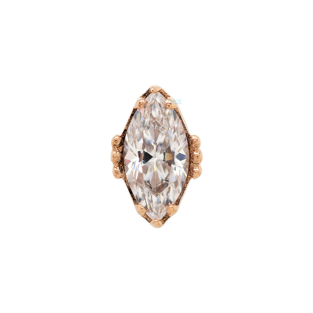 threadless: "Lindsey" End in Rose Gold with Marquise-Cut Brilliant-Cut Gem