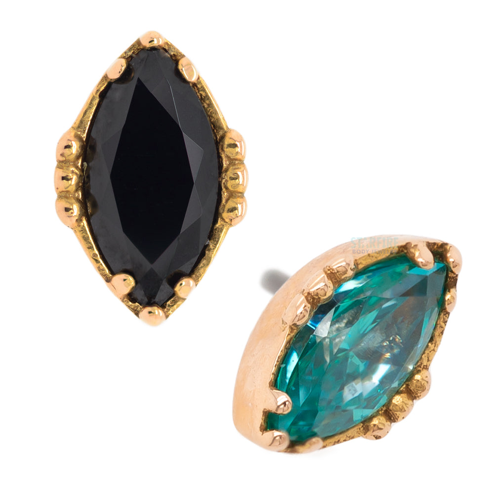 threadless: "Lindsey" End in Rose Gold with Marquise-Cut Brilliant-Cut Gem