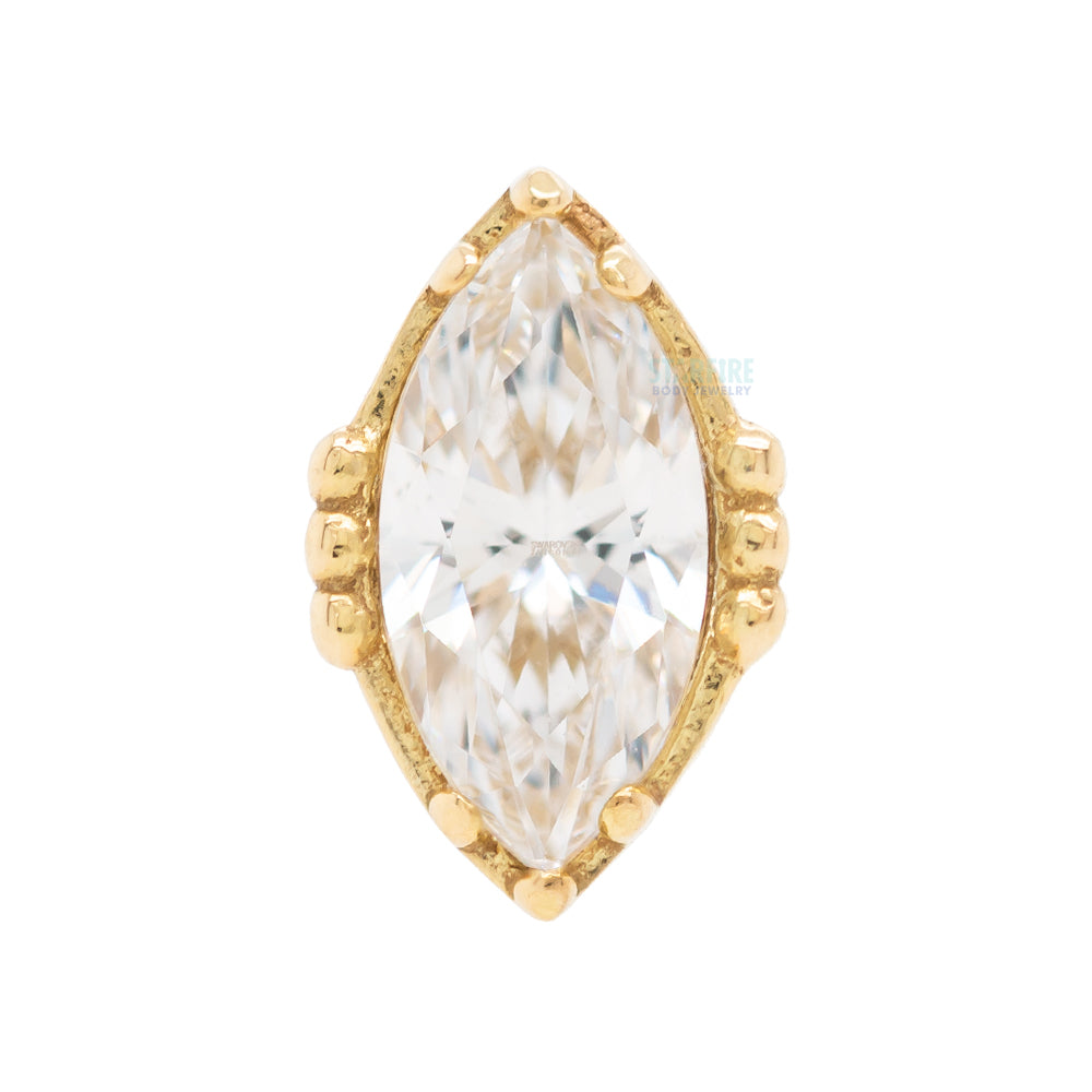 threadless: "Lindsey" End in Yellow Gold with Marquise-Cut Brilliant-Cut Gem