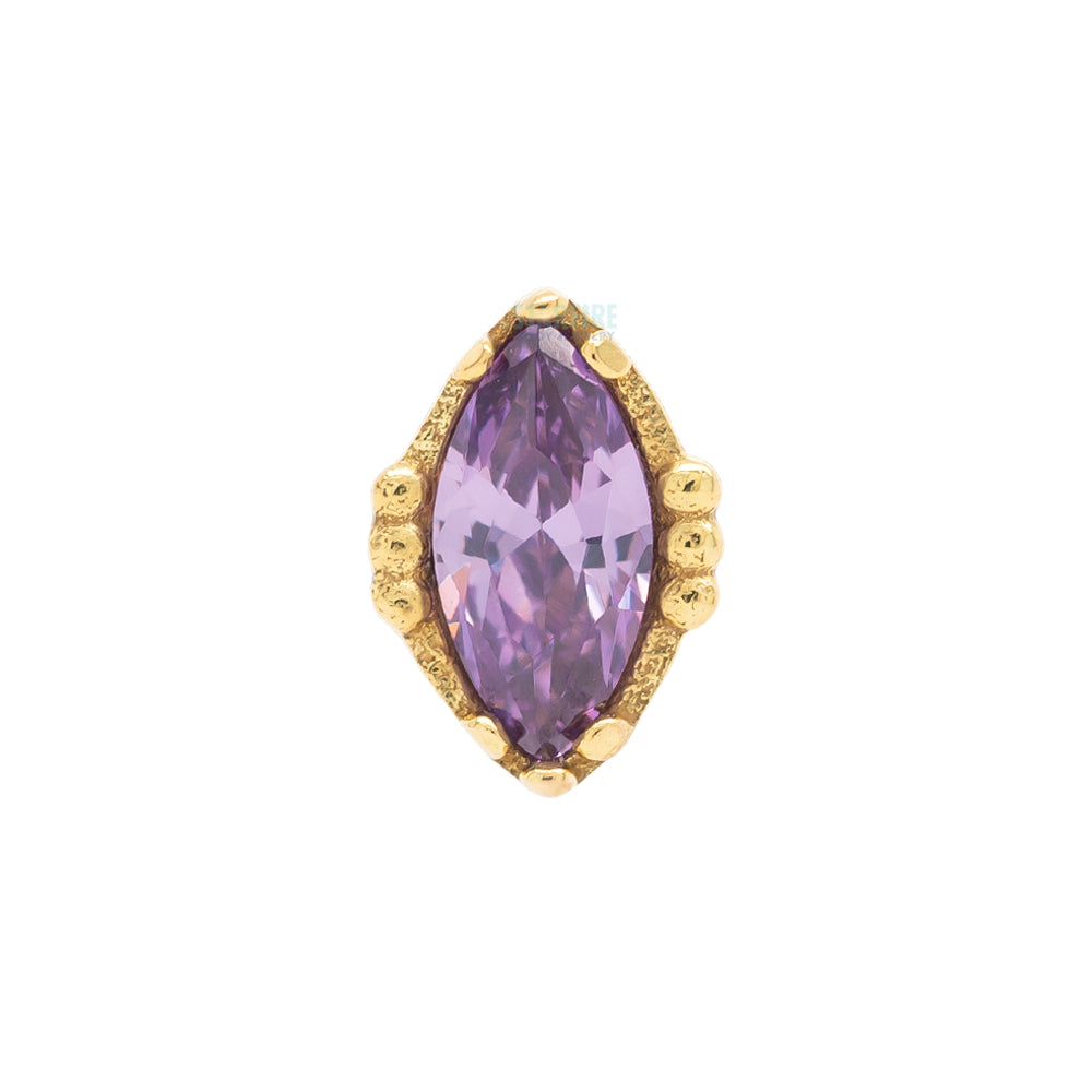 "Lindsey" Threaded End in Yellow Gold with Marquise-Cut Brilliant-Cut Gem