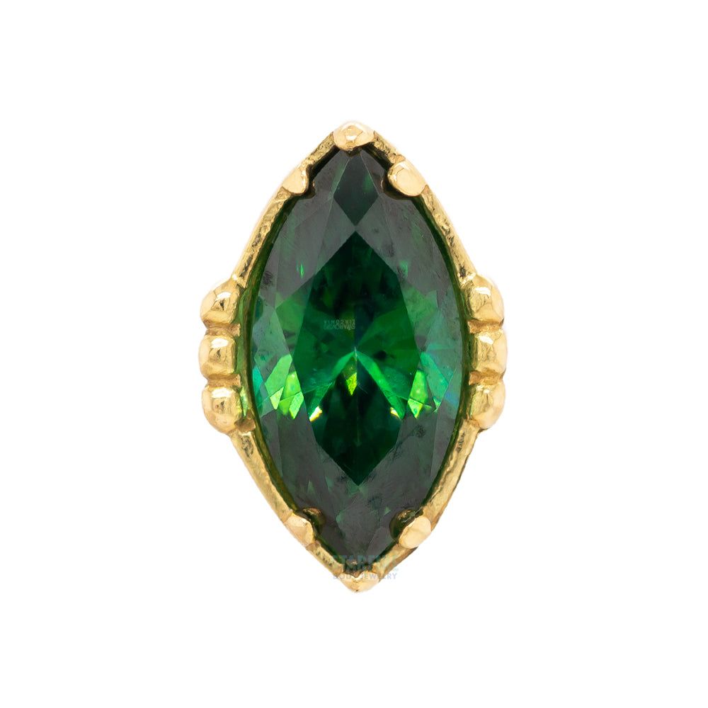 threadless: "Lindsey" End in Yellow Gold with Marquise-Cut Brilliant-Cut Gem