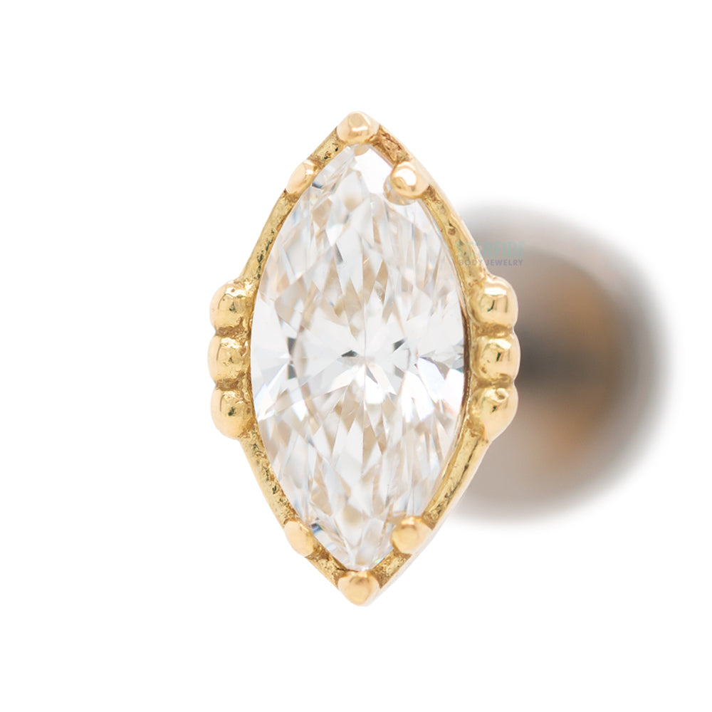 "Lindsey" in Yellow Gold with Marquise-Cut Brilliant-Cut Gem - on flatback