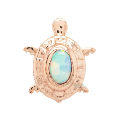 Turtle Threaded End in Gold with Opal