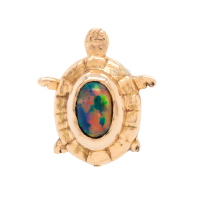 Turtle Threaded End in Gold with Opal
