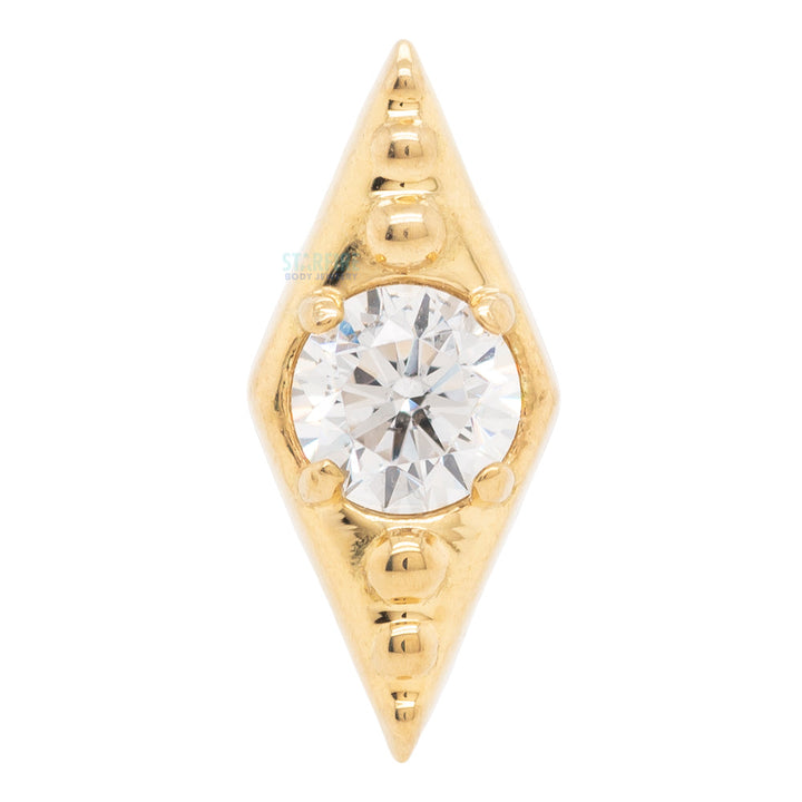 Deco Brilliant-Cut Gem Threaded End in Gold