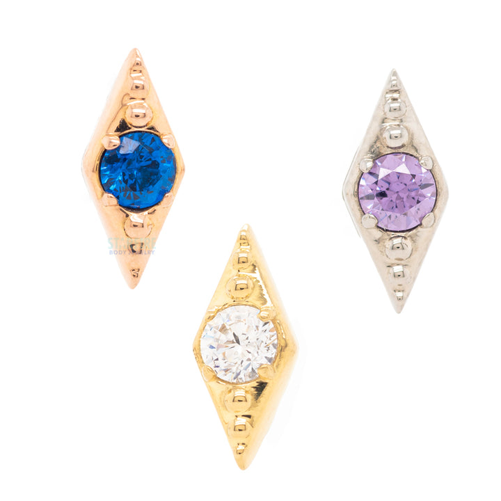 Deco Brilliant-Cut Gem Threaded End in Gold