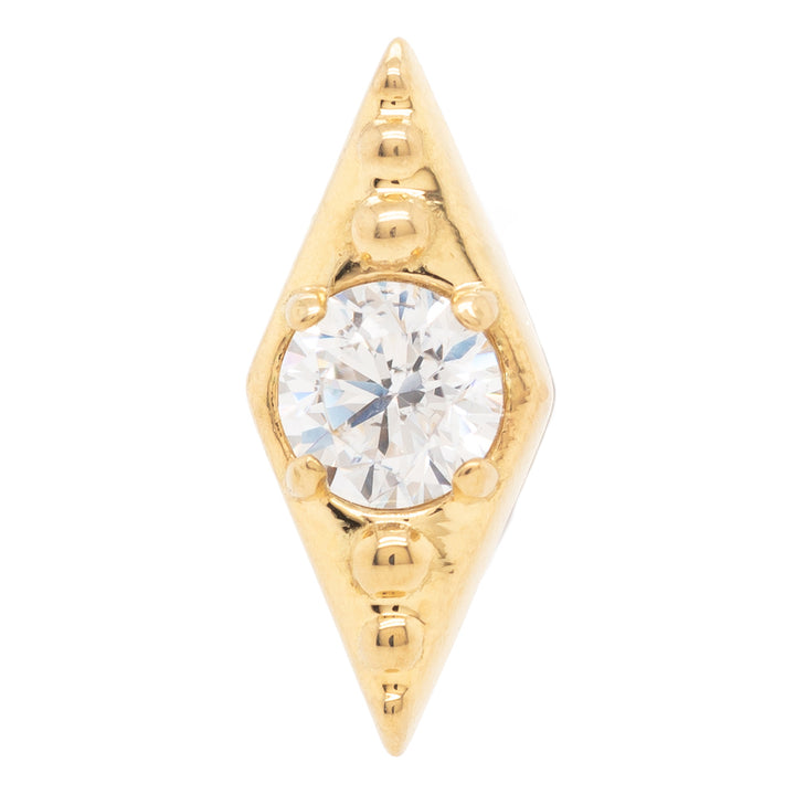 Deco Brilliant-Cut Gem Threaded End in Gold