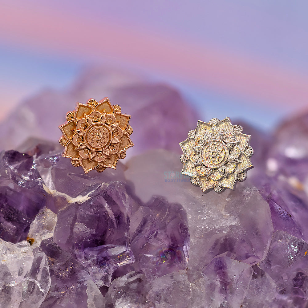 Mandala Flower Threaded End in Gold & Platinum