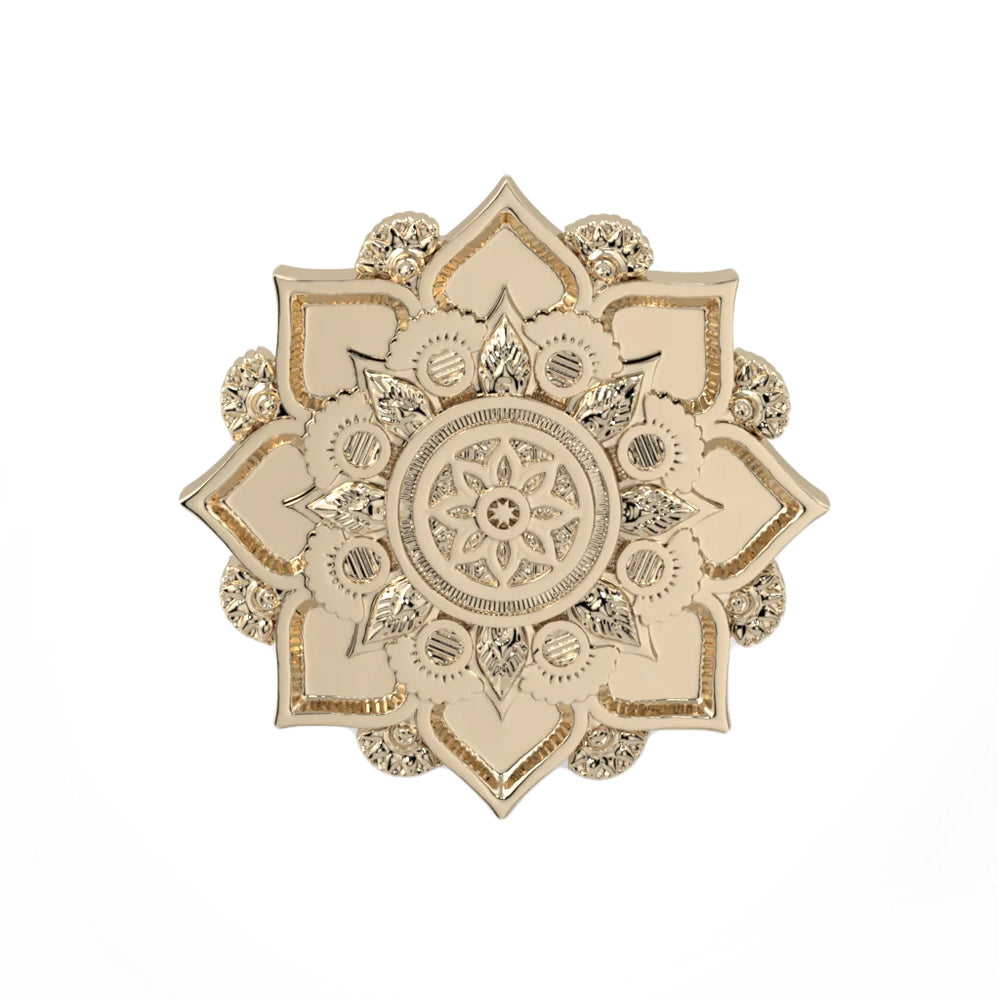 Mandala Flower Threaded End in Gold & Platinum