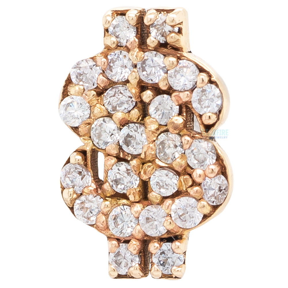 "Cash Money" Threaded End in Gold & Platinum with CZ's