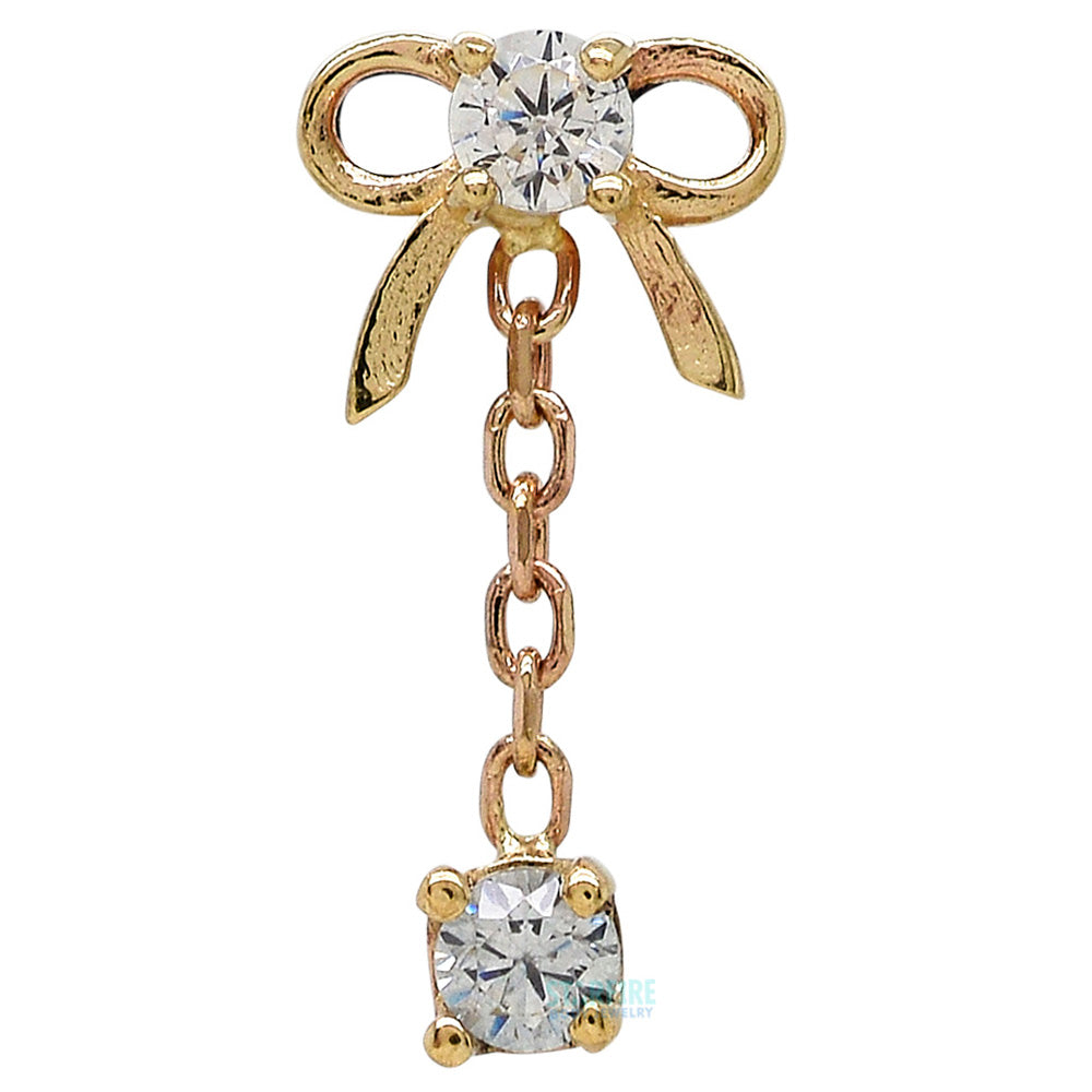 Bow Dangle Threaded End in Gold & Platinum with CZ's
