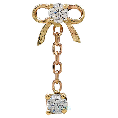Bow Dangle Threaded End in Gold & Platinum with CZ's