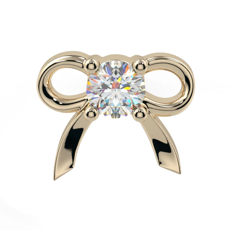 Gem Bow Threaded End in Gold & Platinum with CZ