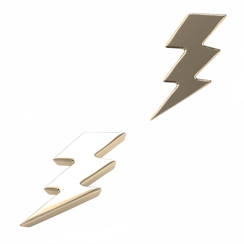 Lightning Bolt Threaded End in Gold & Platinum