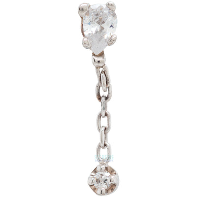 Pear Prong Dangle Threaded End in Gold & Platinum with CZ's