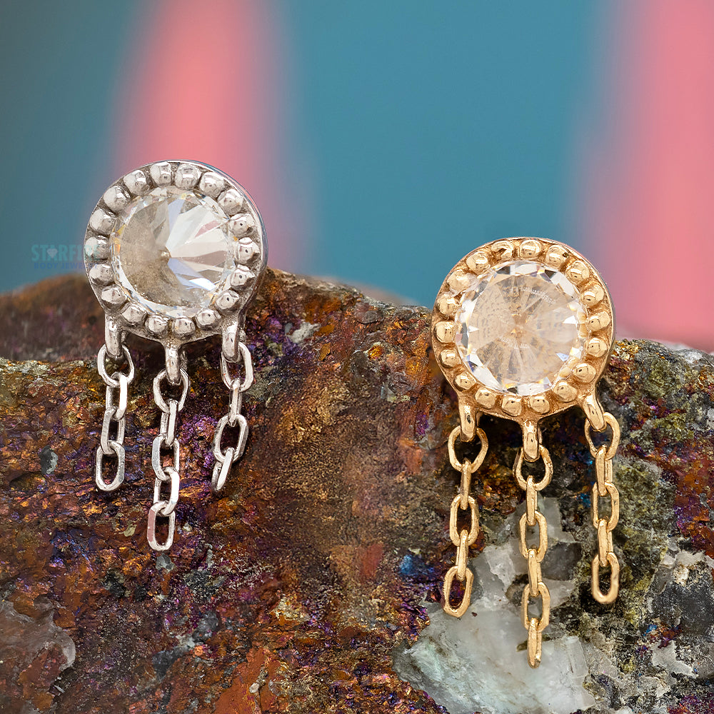 threadless: "Rebel Rebel" End with Chains in Gold with Reverse Set CZ