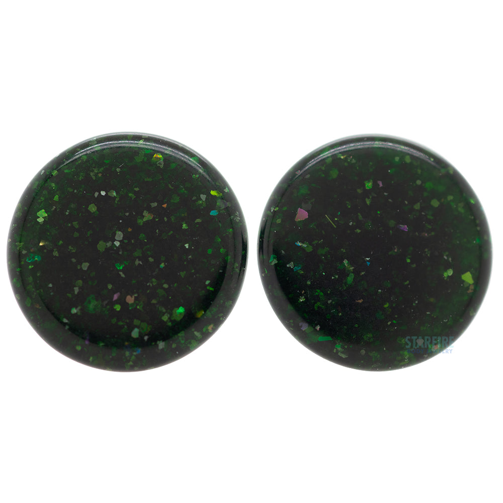 Mayan Style Stone Plugs - Green Goldstone