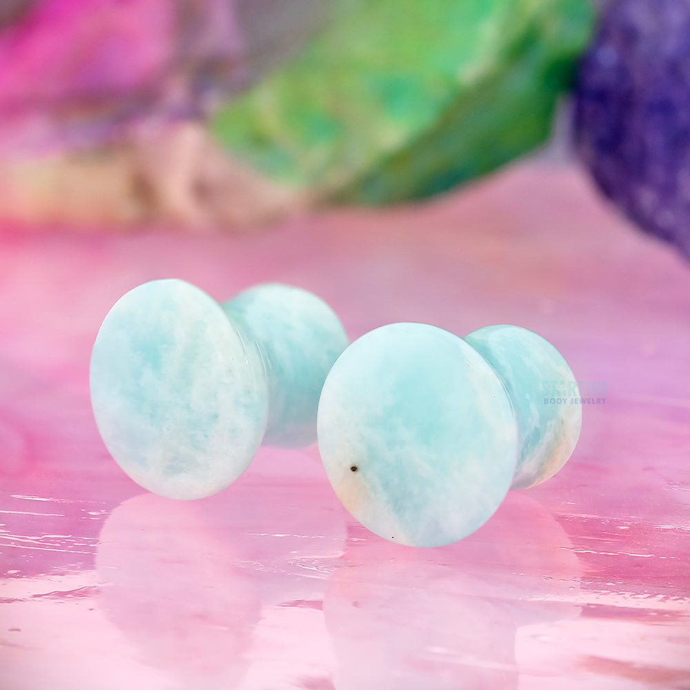 Mayan Style Stone Plugs - Amazonite
