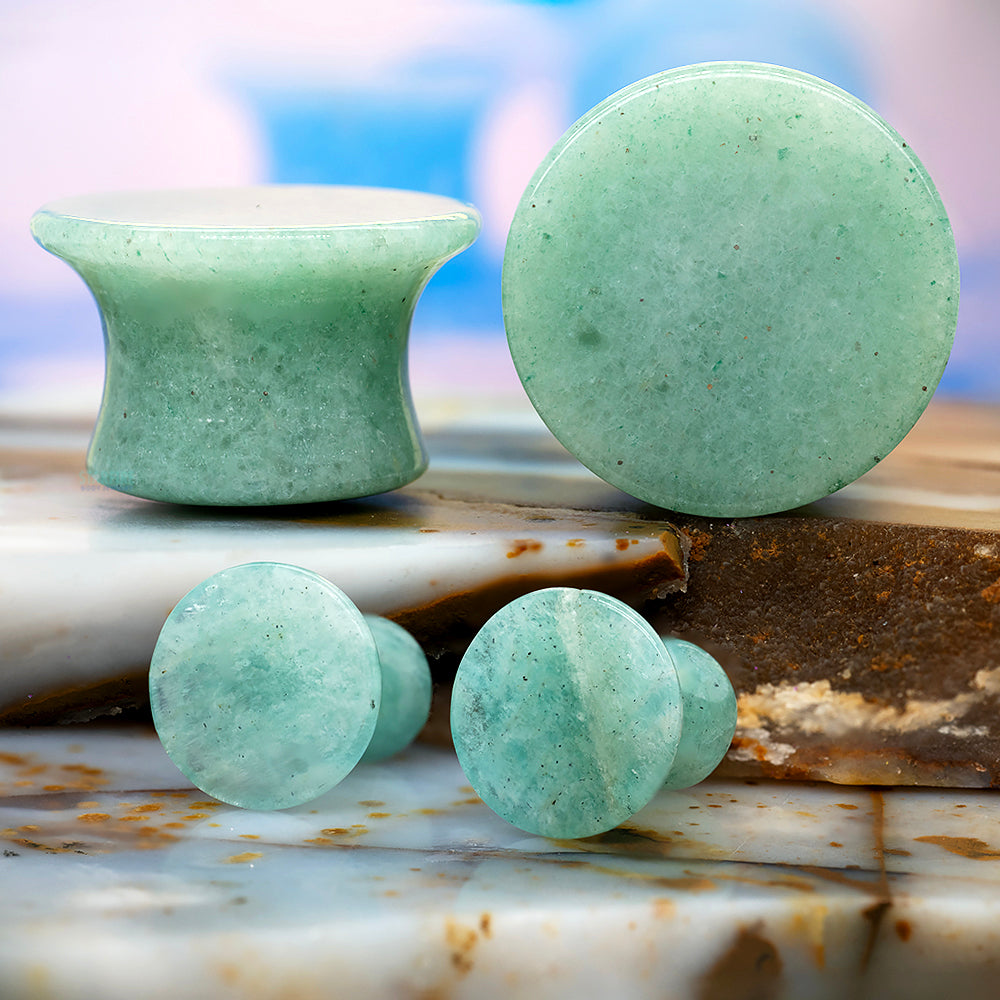 Mayan Style Stone Plugs - Aventurine