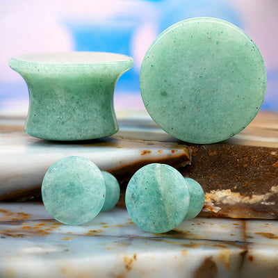 Mayan Style Stone Plugs - Aventurine