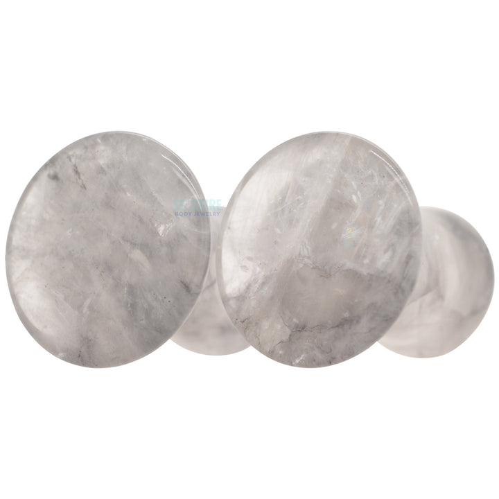 Mayan Style Stone Plugs - Cloudy Smoky Quartz