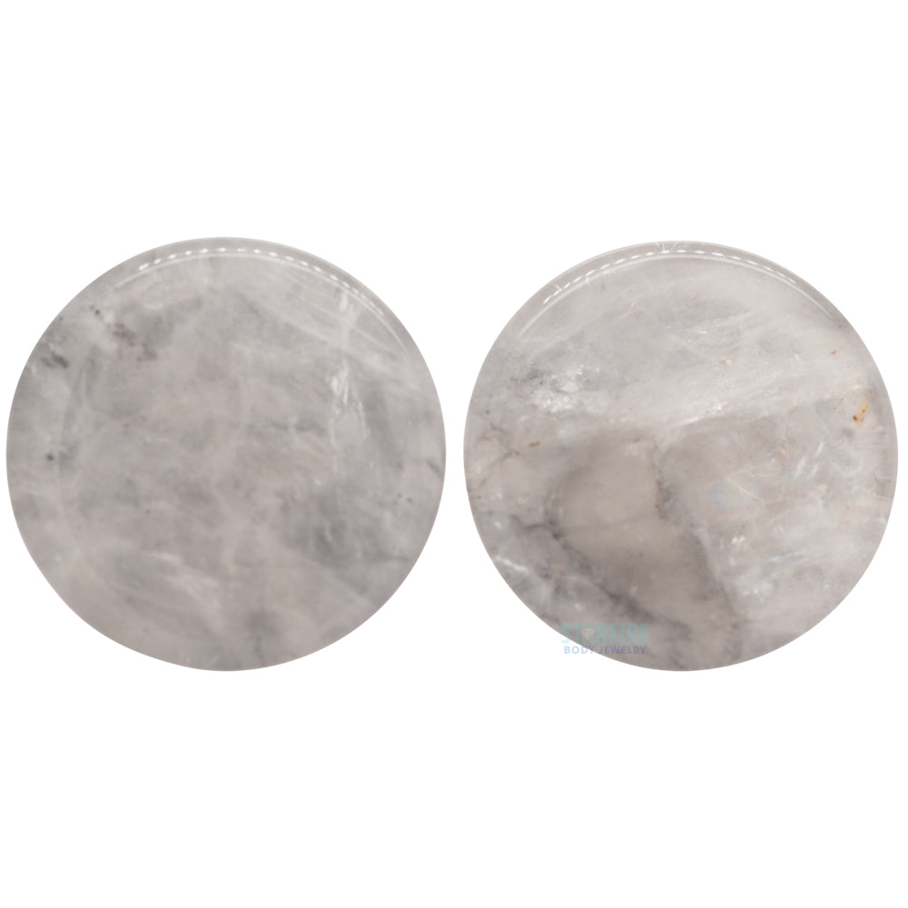 Mayan Style Stone Plugs - Cloudy Smoky Quartz