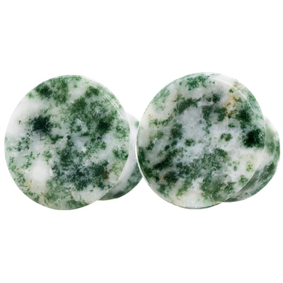 Mayan Style Stone Plugs - Green Tree Agate