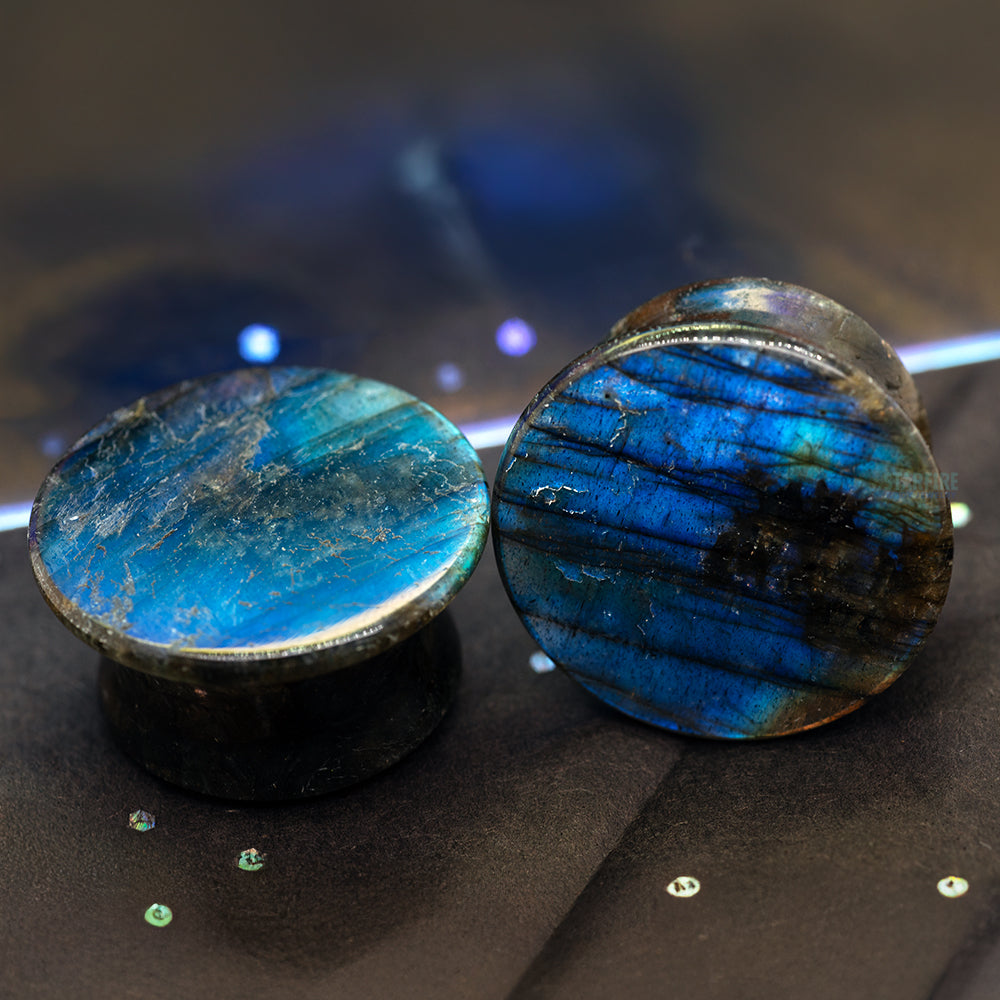 Mayan Style Stone Plugs - Labradorite