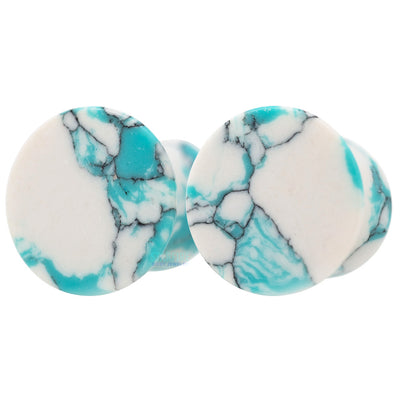 Mayan Style Stone Plugs - Ocean Wave Turquoise