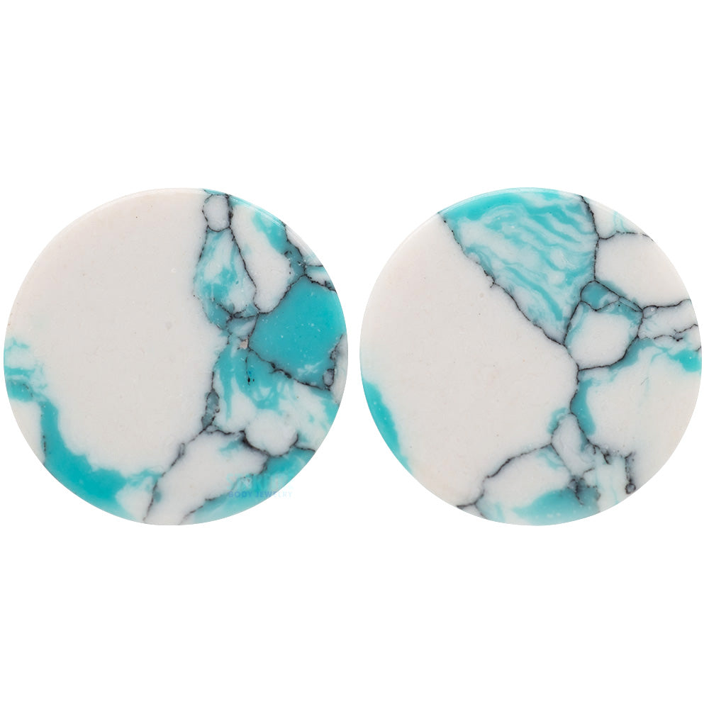 Mayan Style Stone Plugs - Ocean Wave Turquoise