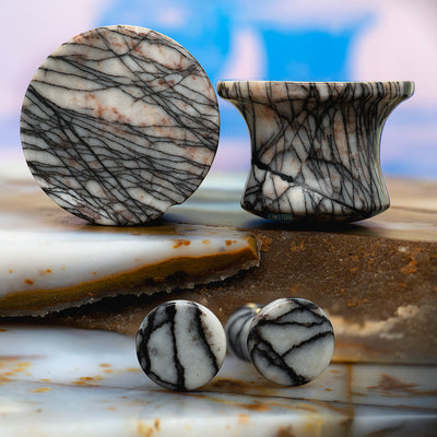 Mayan Style Stone Plugs - Picasso Jasper