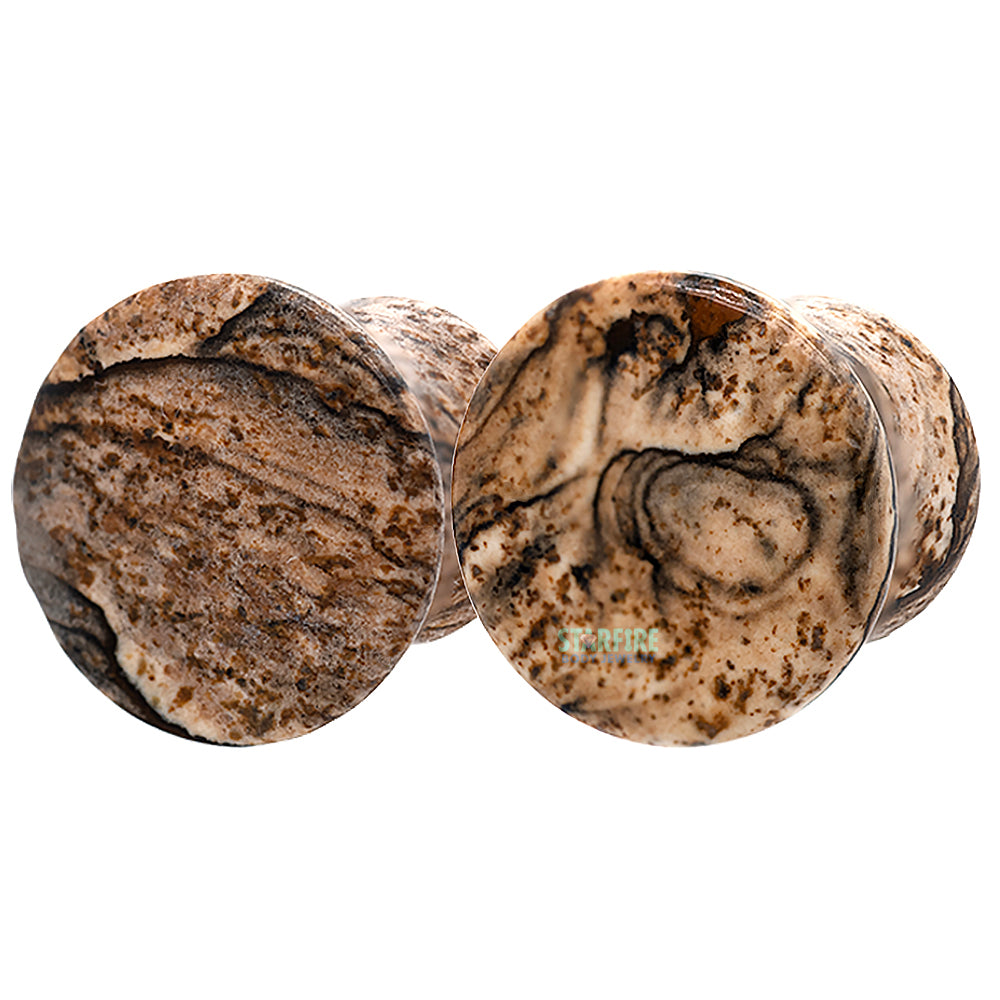 Mayan Style Stone Plugs - Picture Jasper