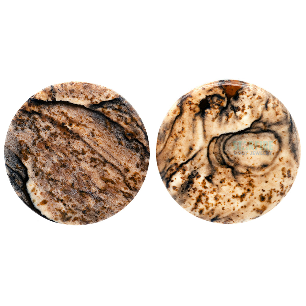 Mayan Style Stone Plugs - Picture Jasper