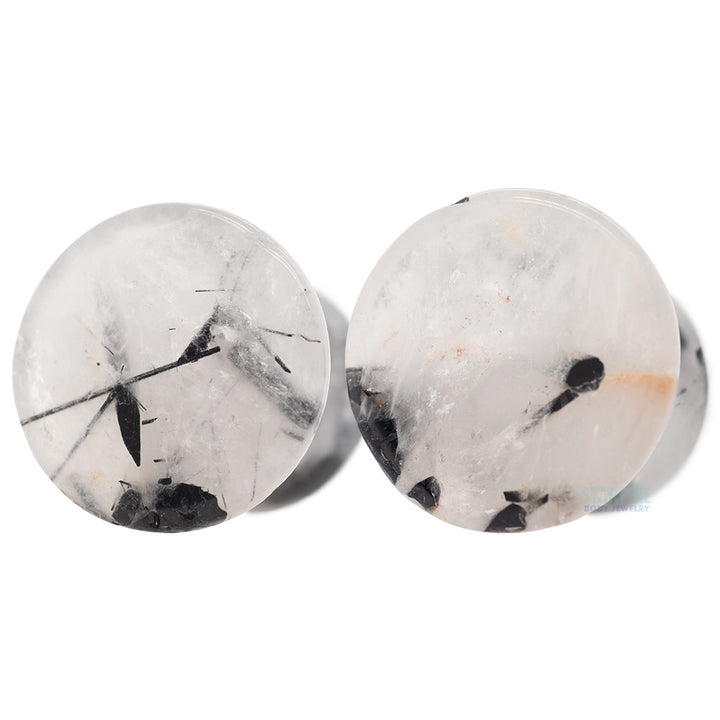 Mayan Style Stone Plugs - Tourmalated Quartz
