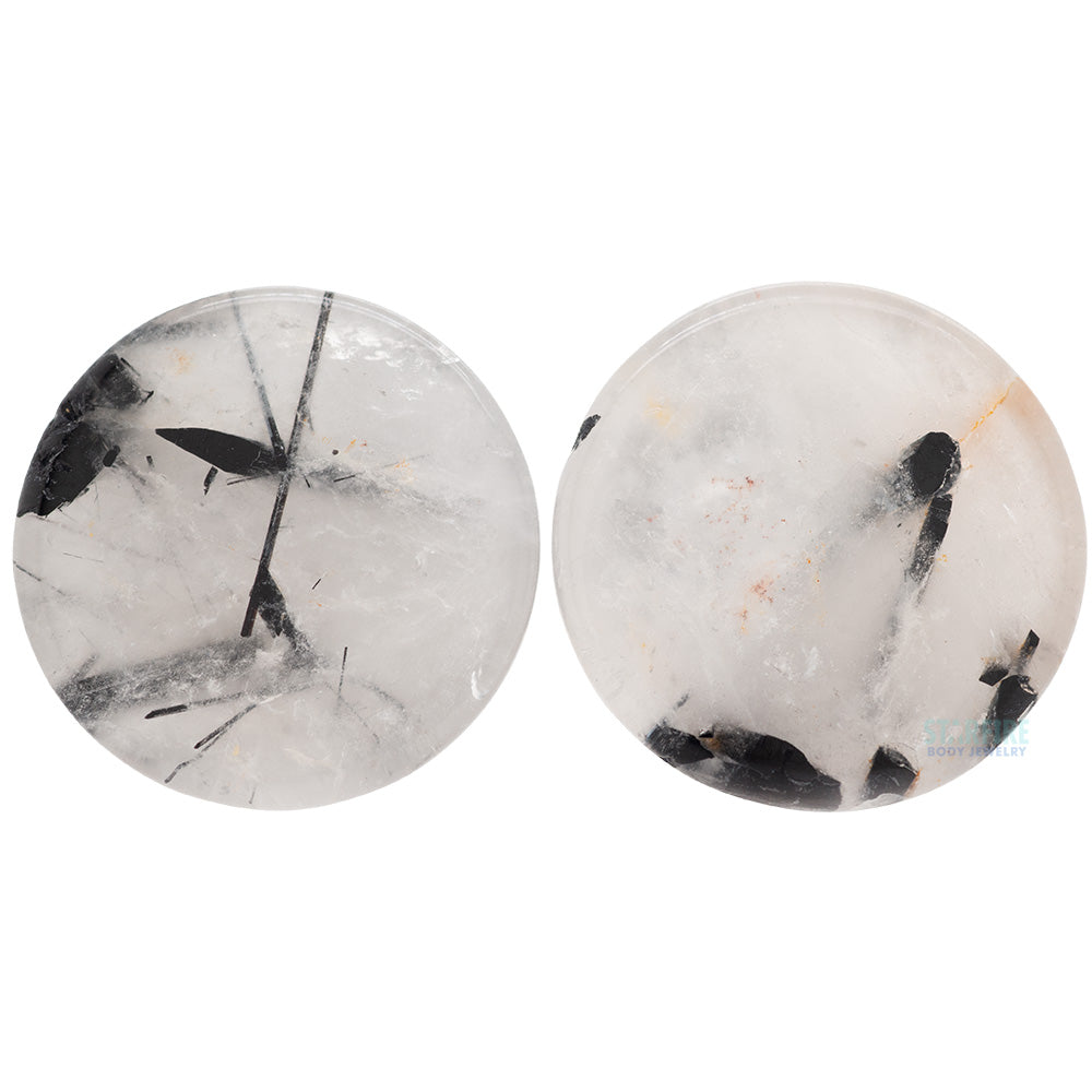 Mayan Style Stone Plugs - Tourmalated Quartz