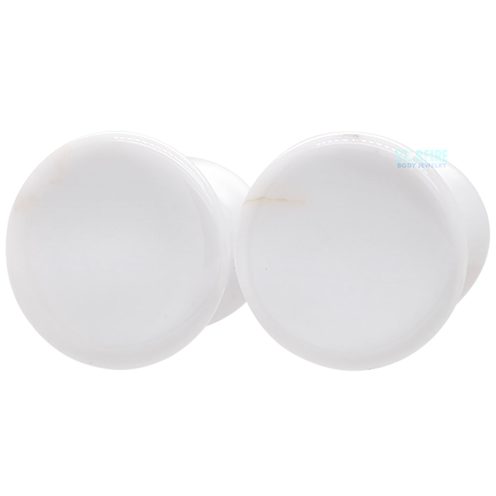 Mayan Style Stone Plugs - White Agate