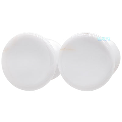 Mayan Style Stone Plugs - White Agate