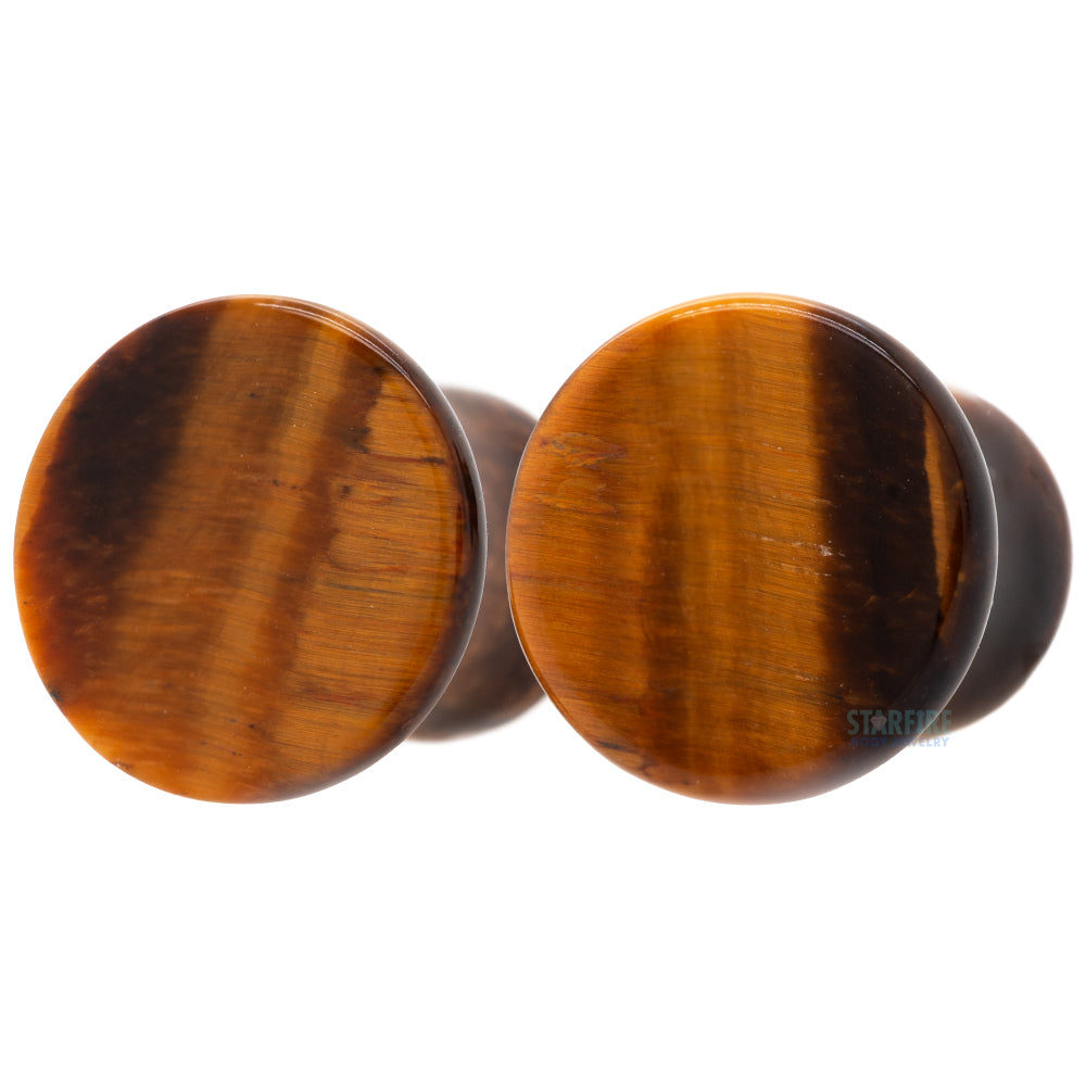 Mayan Style Stone Plugs - Yellow Tiger Eye