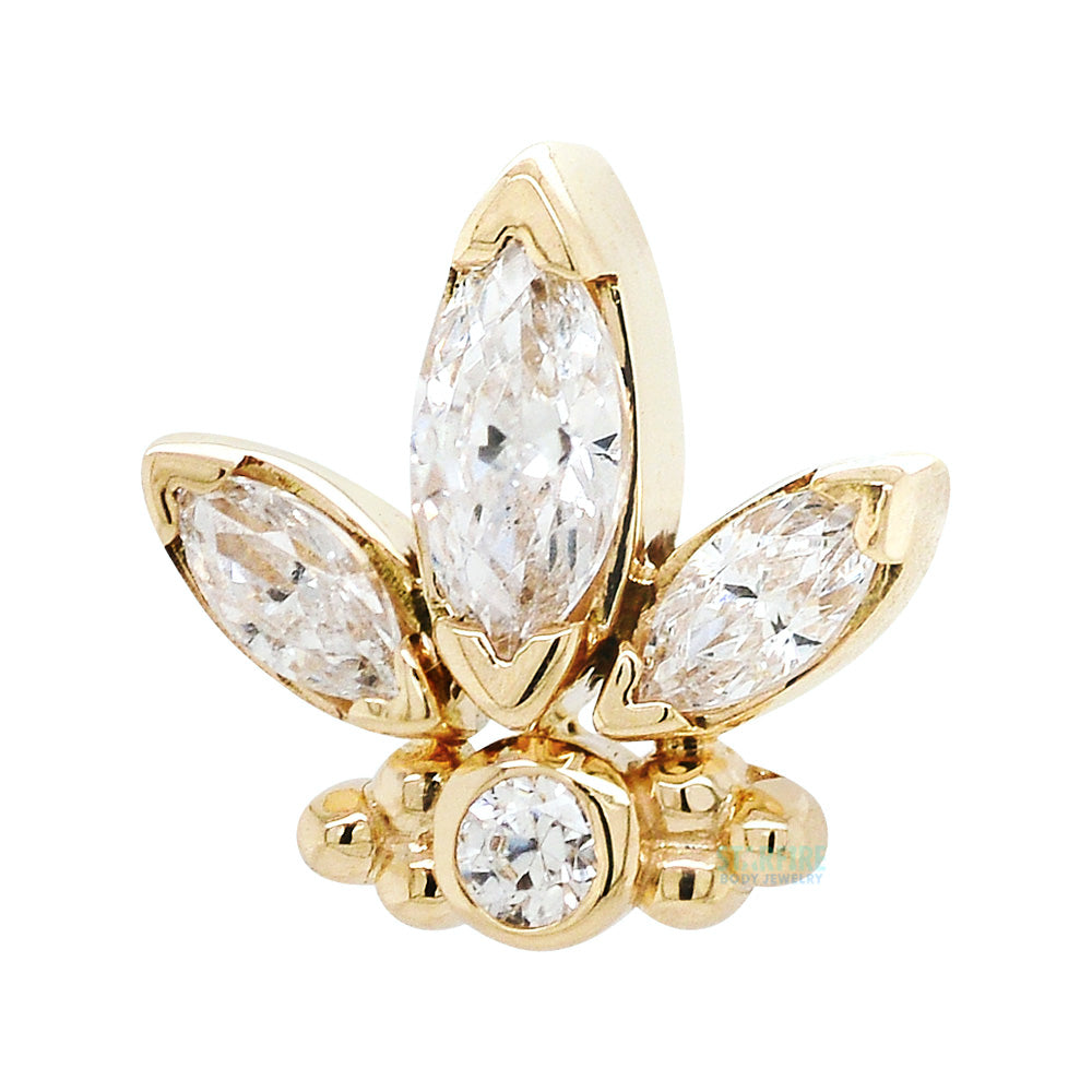 "Anna" Threaded End in Gold with Faceted Gems