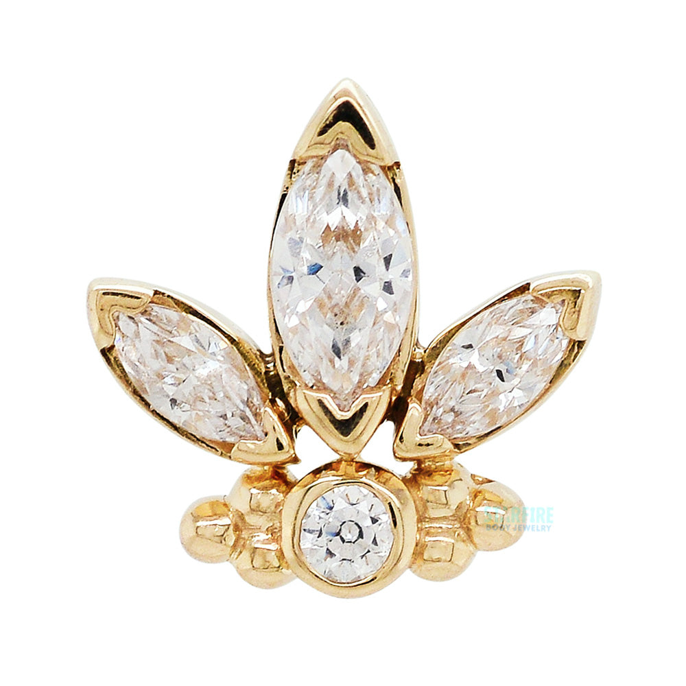 "Anna" Threaded End in Gold with Faceted Gems