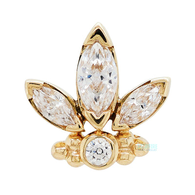 "Anna" Threaded End in Gold with Faceted Gems