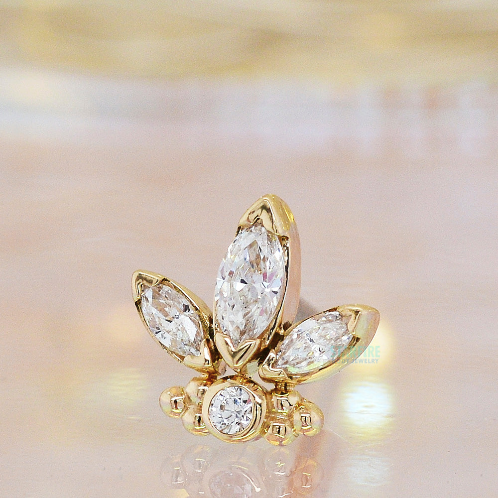 "Anna" Threaded End in Gold with Faceted Gems