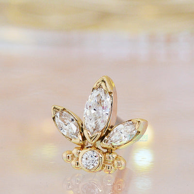 "Anna" Threaded End in Gold with Faceted Gems