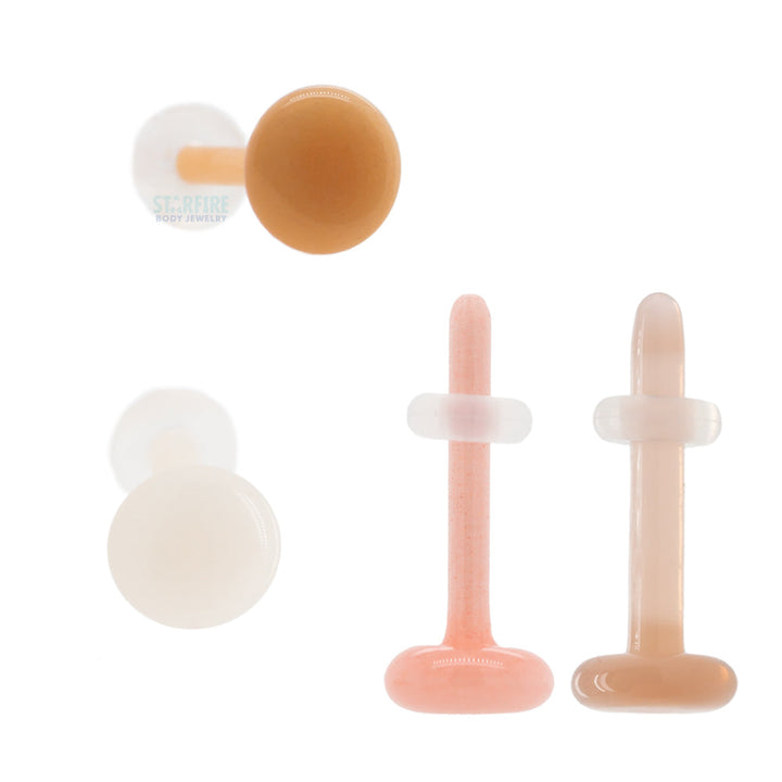 Glass Labret (Flatback) Retainer - Skin Tone 1