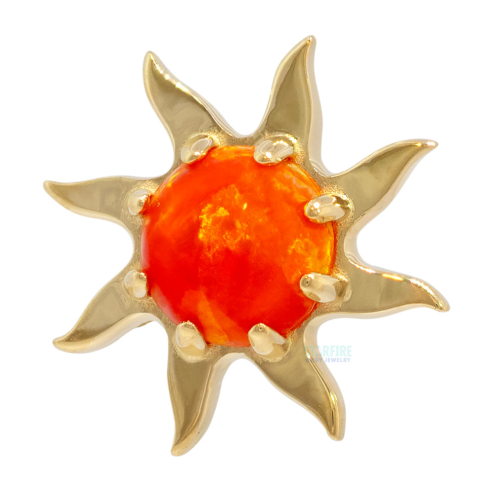 Sun in Gold Threaded End with Opal Cabochon