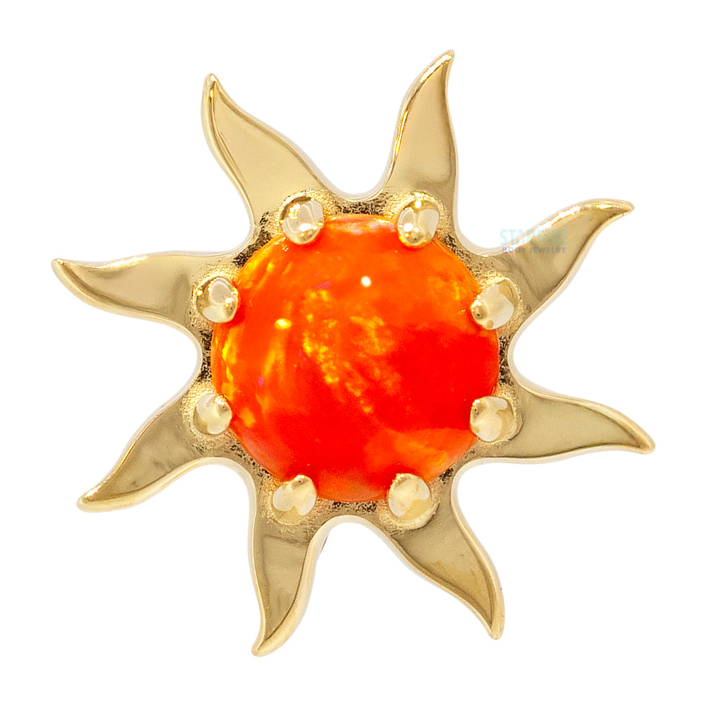 Sun in Gold Threaded End with Opal Cabochon