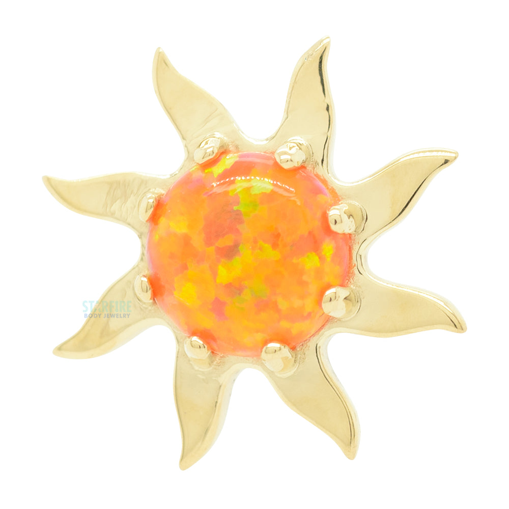 Sun in Gold Threaded End with Opal Cabochon