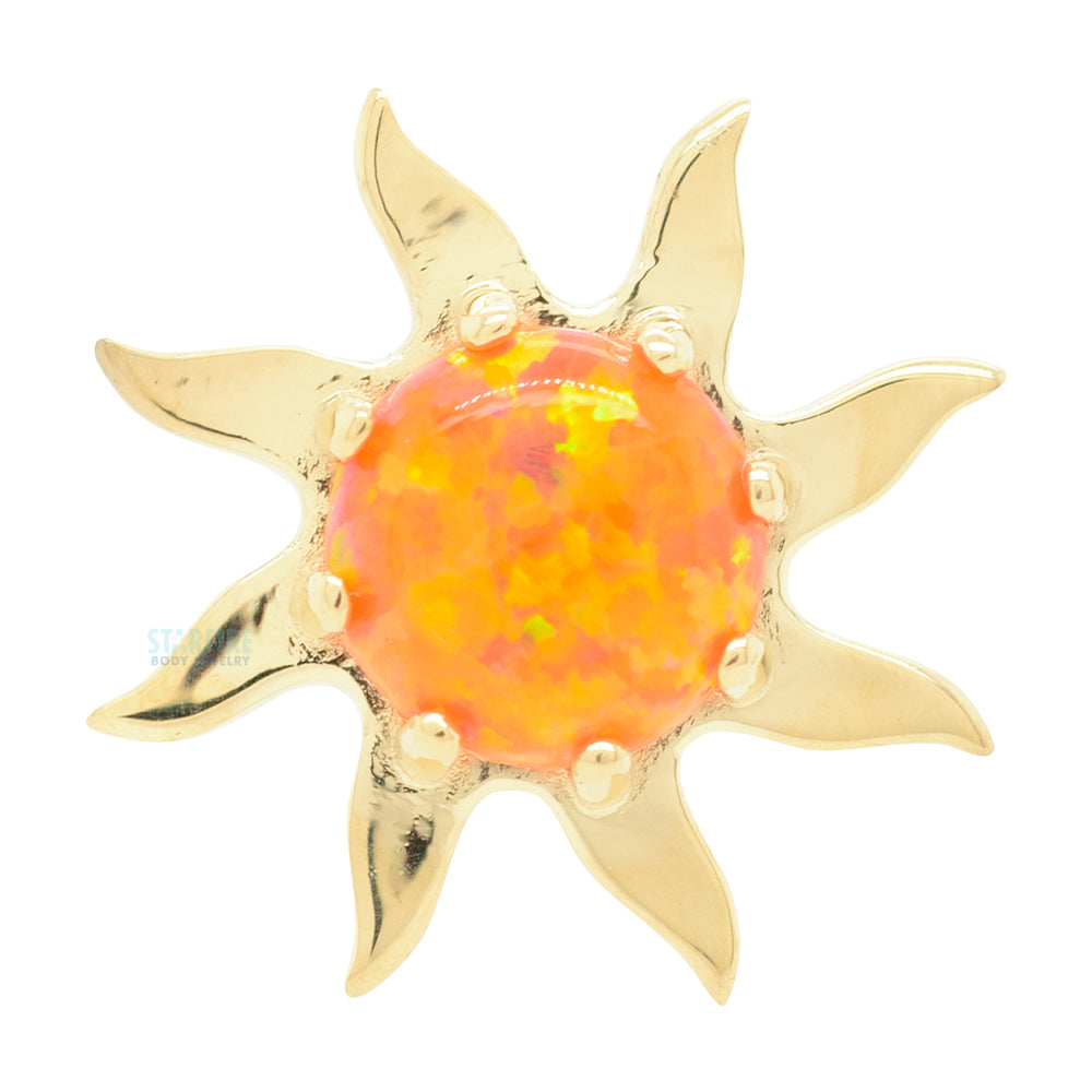 Sun in Gold Threaded End with Opal Cabochon