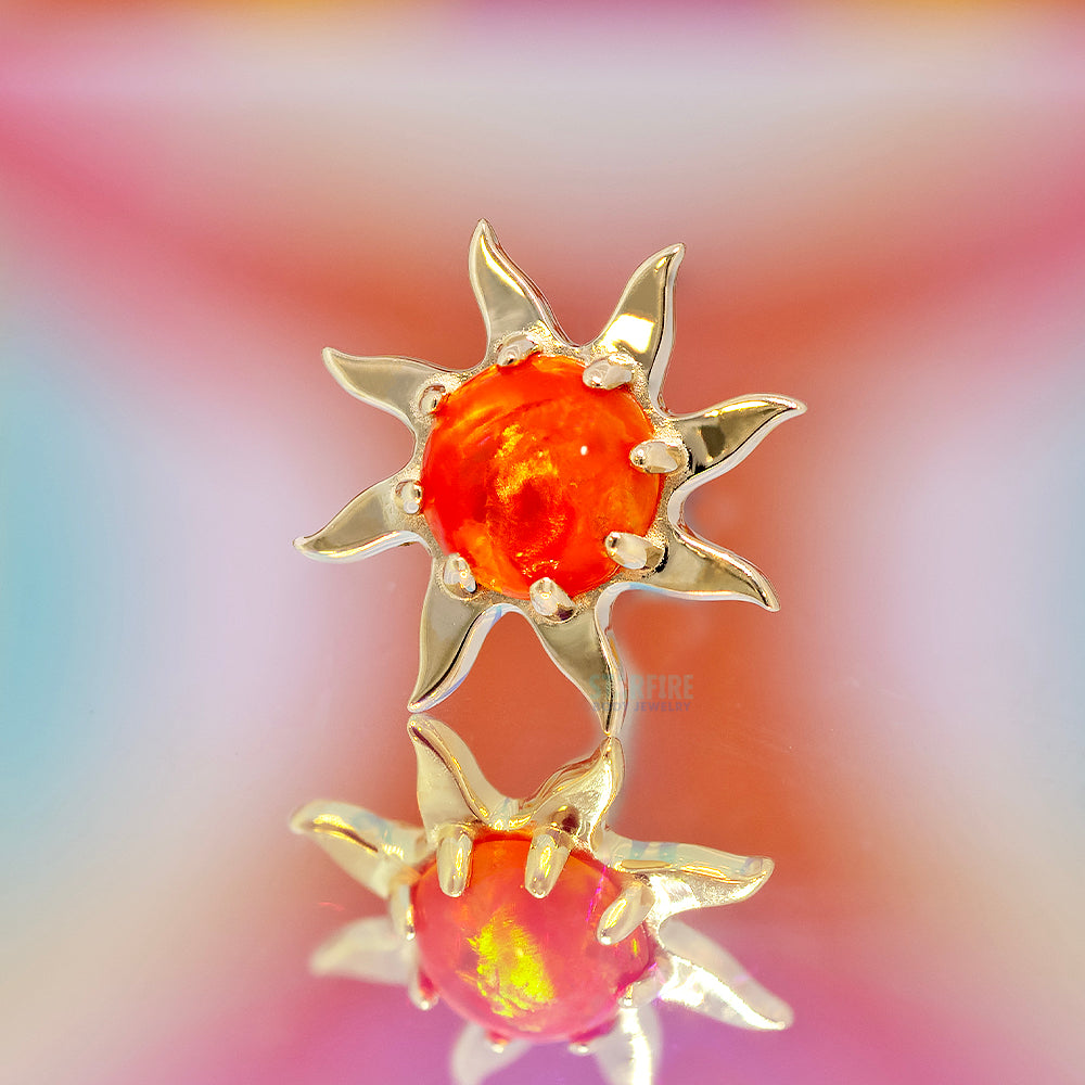 Sun in Gold Threaded End with Opal Cabochon